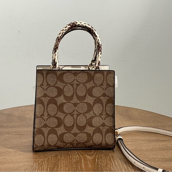 COACH PEPPER Mini Crossbody Signature Canvas Snakeskin Leather C7227 NWT - Picture 6 of 6